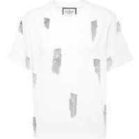 Weißes Jersey-T-Shirt mit Strassfransen