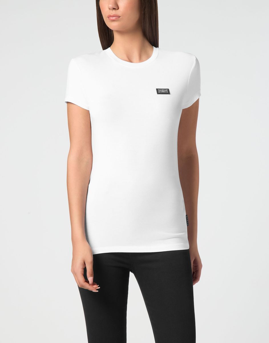 Grafik T-Shirt aus Baumwolljersey mit Strasssteinen