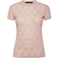 Durchsichtiges Monogramm-T-Shirt mit Strasssteinen