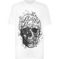 Baumwoll T-Shirt mit Totenkopf Grafikprint