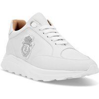 Weißer Low-Top-Runner-Sneaker aus Leder