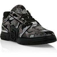 Camouflage-Wildleder-Sneakers mit Kristallverzierungen