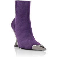 Lila Wildleder Stiefelette mit Metallkappe