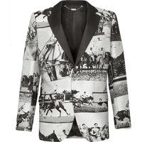 Jacquard-Blazer aus Baumwollmischung mit Reitmotiven