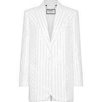 Eleganter Nadelstreifen Blazer mit Kristallverzierung
