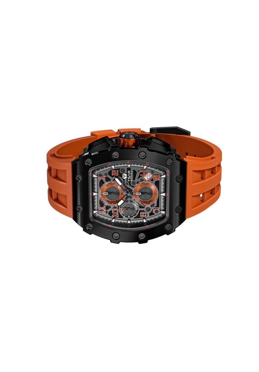 Moderne Orange Chronograph Armbanduhr