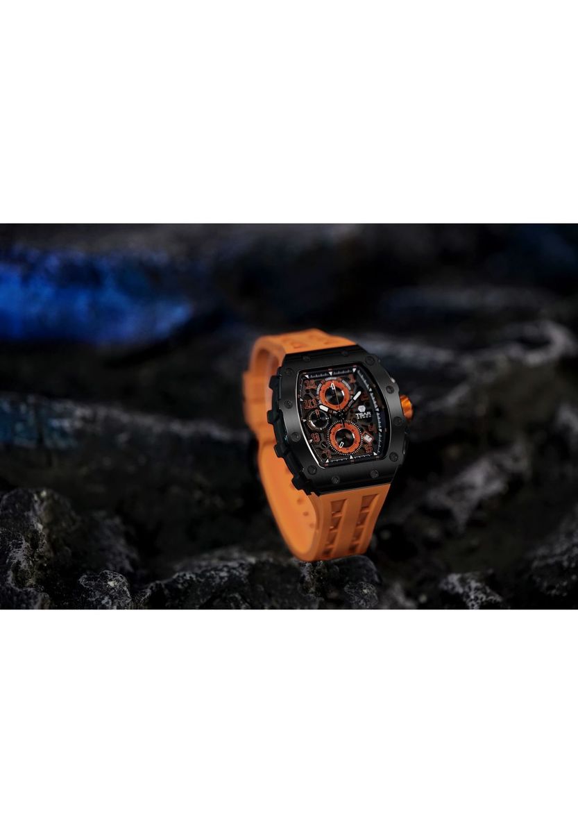 Moderne Orange Chronograph Armbanduhr