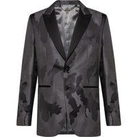 Sakko mit Camouflage-Muster und Satinbesatz