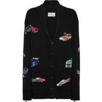 Strickjacke mit Rennwagen-Stickerei