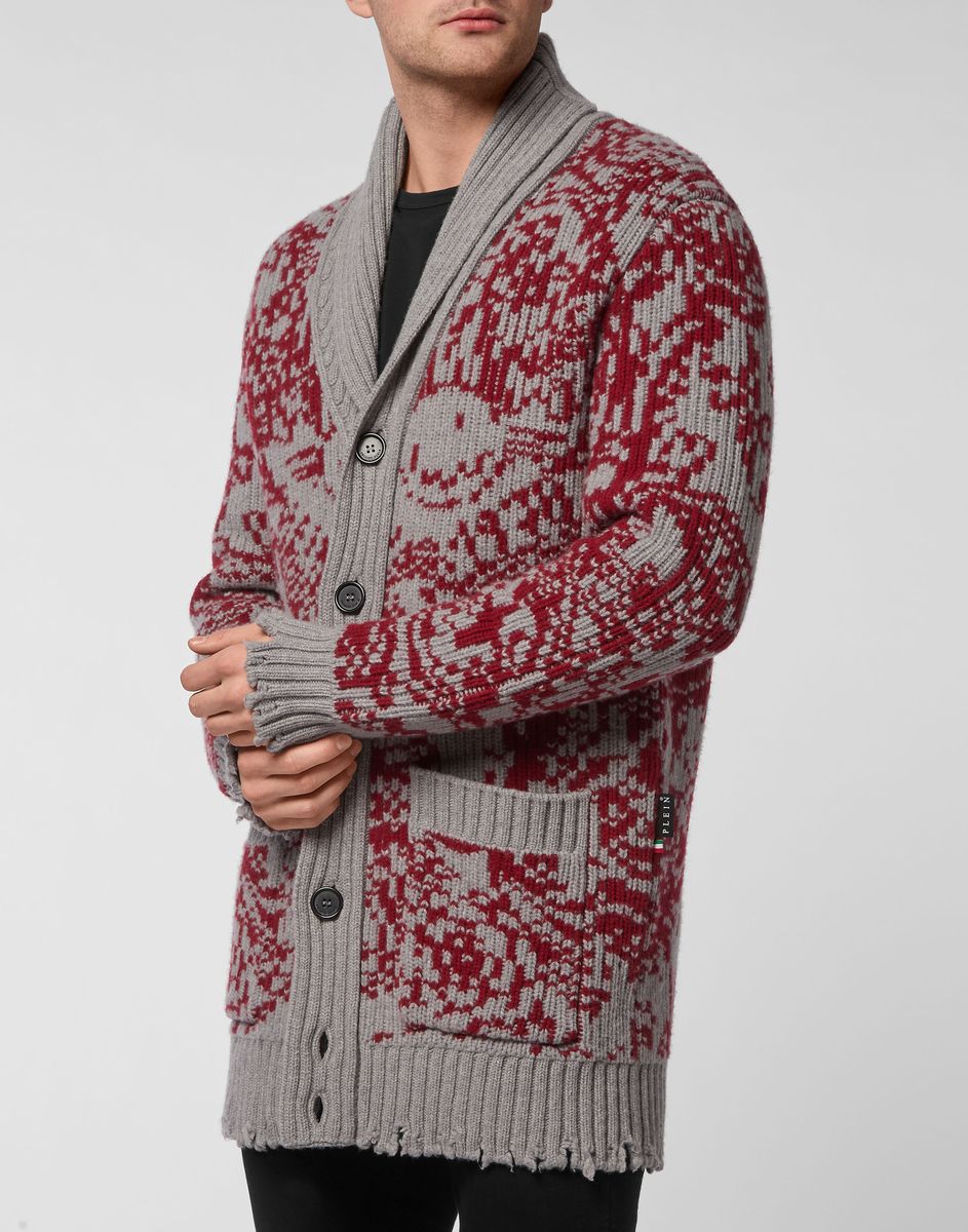 Strickjacke mit Fair-Isle-Muster und Schalkragen