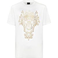 Weißes Baumwolljersey-T-Shirt mit Wappen
