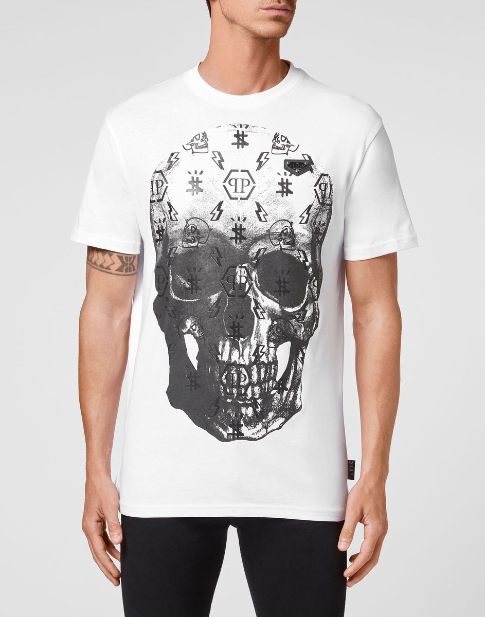 Baumwoll T-Shirt mit Totenkopf-Grafik