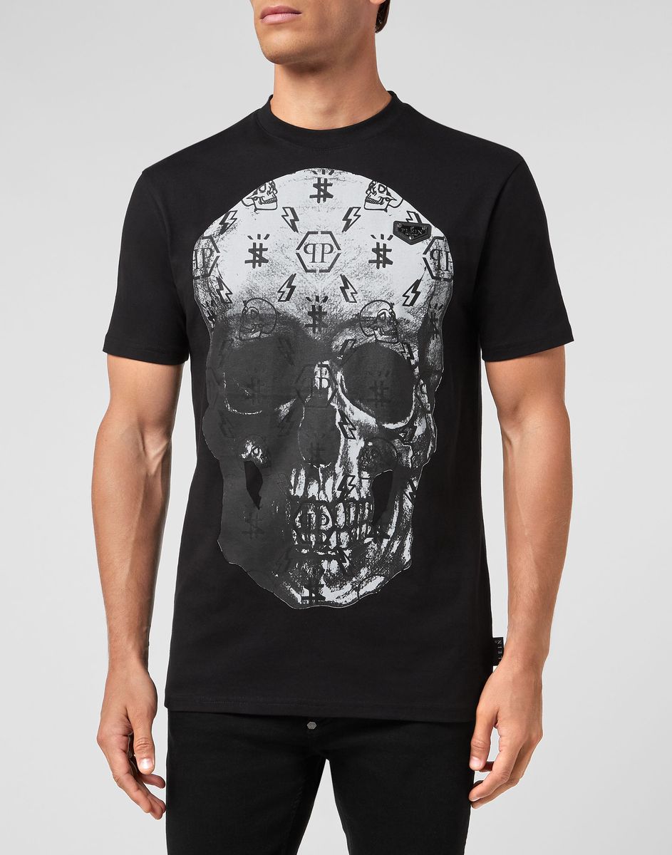 Baumwoll T-Shirt mit Totenkopf-Grafik