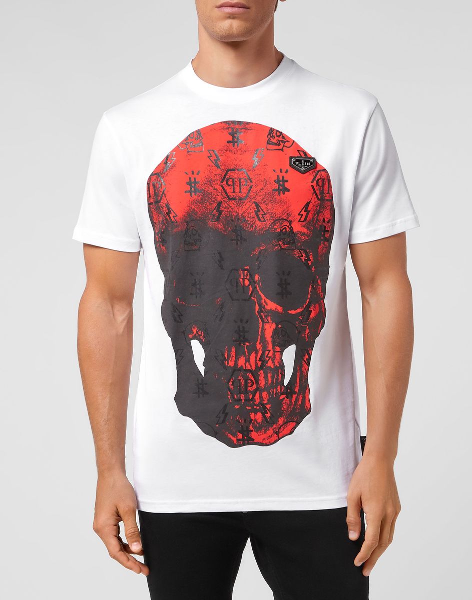 Baumwoll T-Shirt mit Totenkopf-Grafik