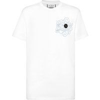 Baumwoll-T-Shirt mit Logo-Grafik und Schmucksteinen