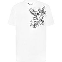 Baumwoll-T-Shirt mit Schädel- und Schlangen-Grafik