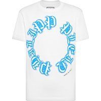 Weißes T-Shirt mit Gothic-Logo-Print