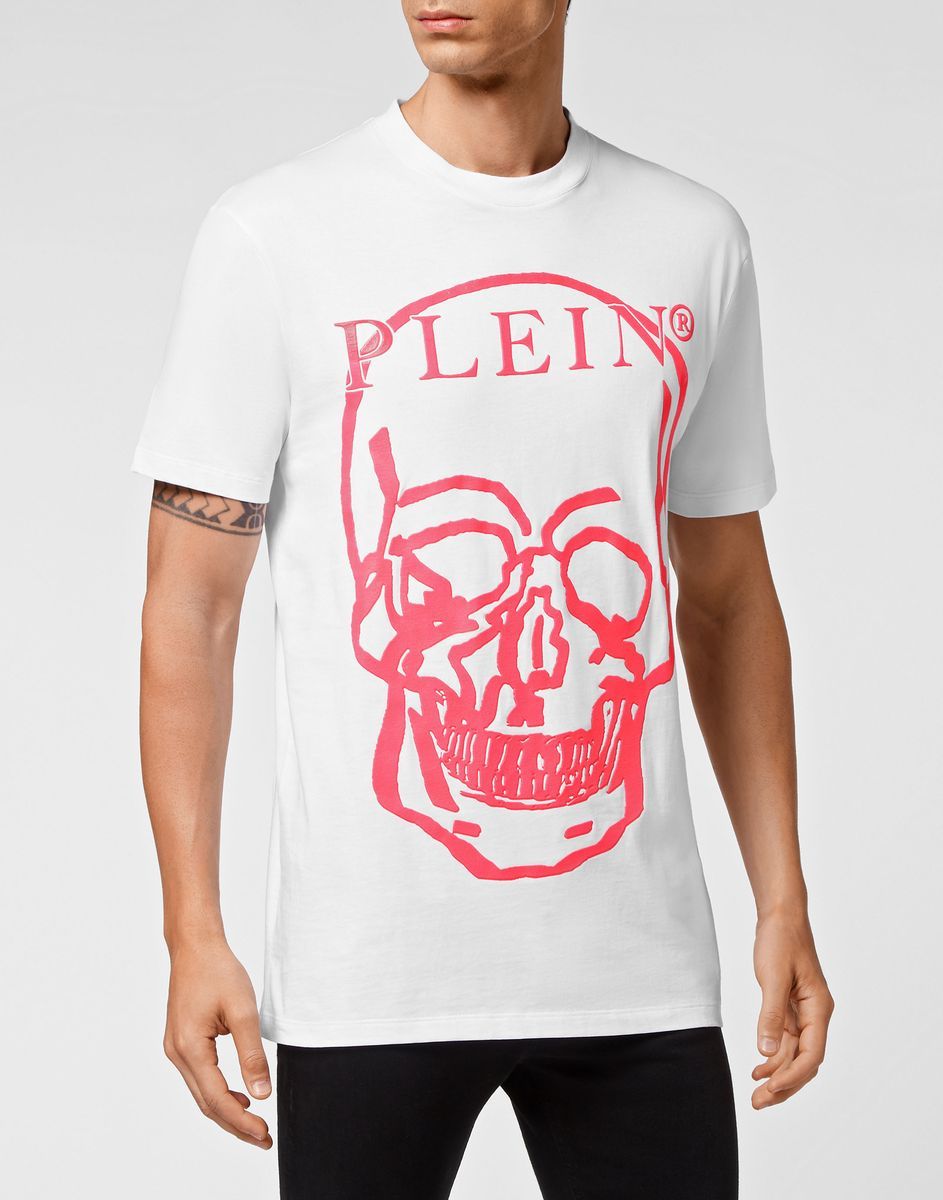 Baumwoll T-Shirt mit grafischem Totenkopfprint