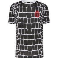 Schwarzes T-Shirt mit Alligator-Print und Rundhalsausschnitt