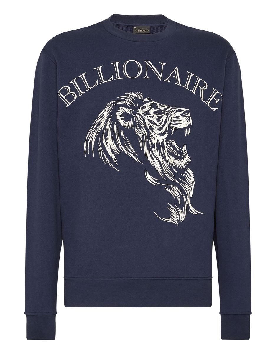 Baumwoll-Sweatshirt mit Löwen-Logo-Grafik