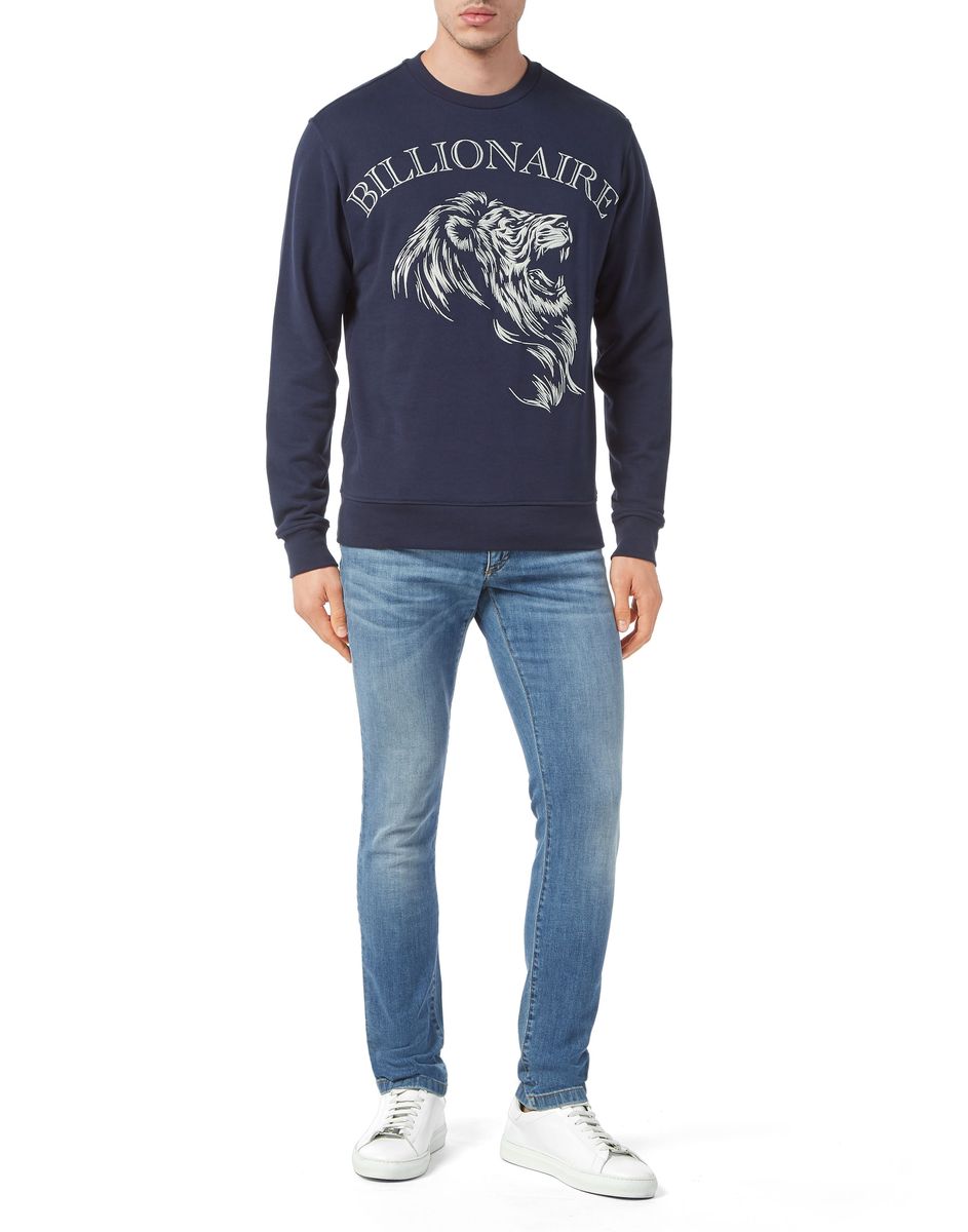 Baumwoll-Sweatshirt mit Löwen-Logo-Grafik