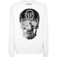 Sweatshirt Totenkopf Strass Baumwollmischung
