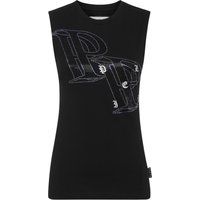 Ärmelloses Baumwolljersey-Top mit Piercing