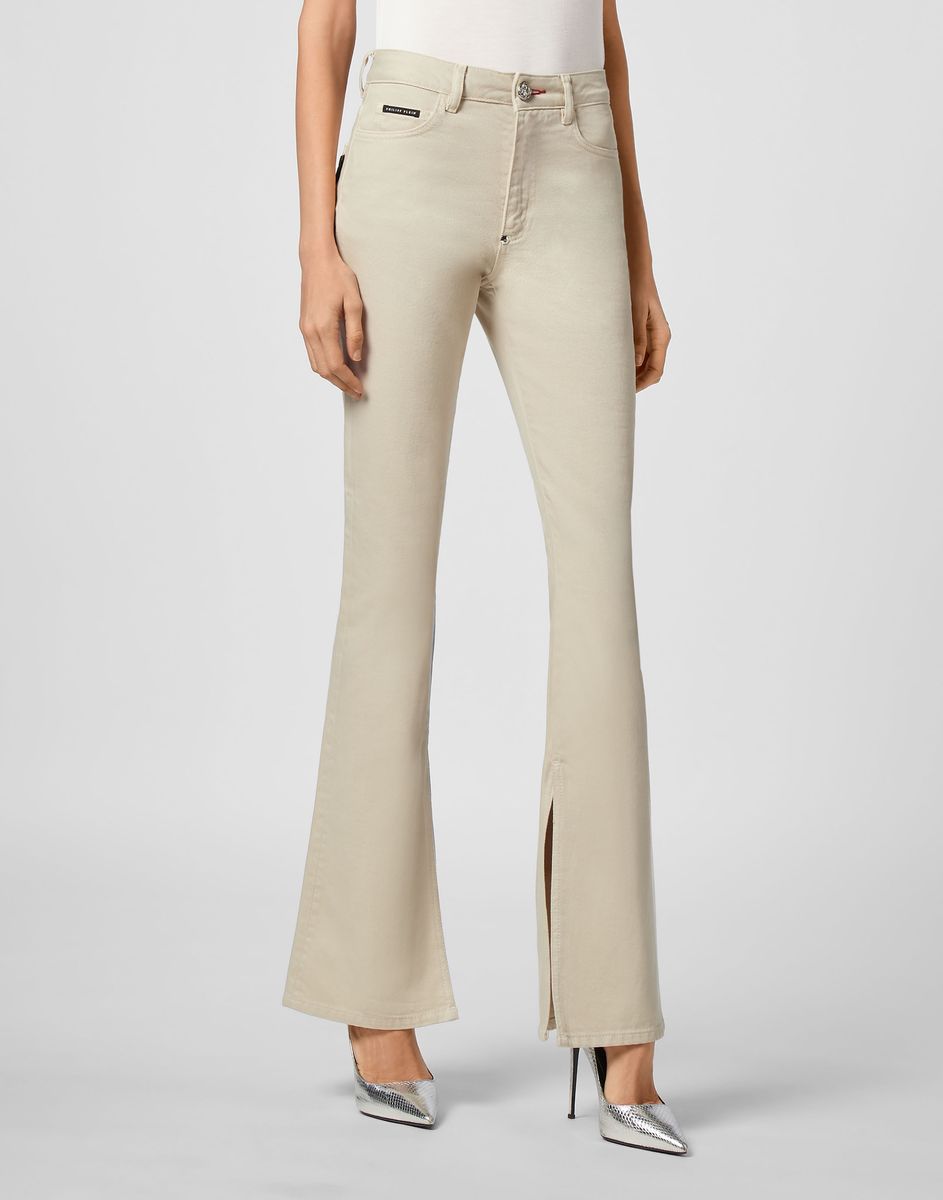 Schwarze Schlaghose aus Stretch-Jeans