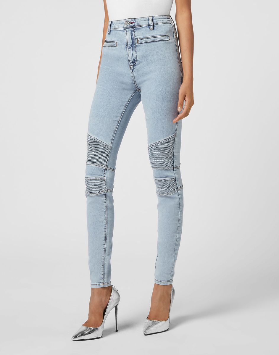 Ikonische Biker-Skinny-Jeans mit Rippenstruktur