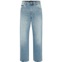 Jeans mit weitem Bein und heller Waschung