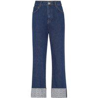 Locker geschnittene Denimhose mit Umschlägen