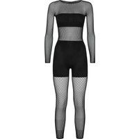 Schwarzer Mesh-Jumpsuit mit langen Ärmeln