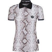 Polohemd aus Stretch-Baumwolle mit Python-Print