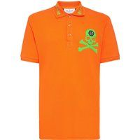 Piqué-Poloshirt mit Totenkopf und Knochen