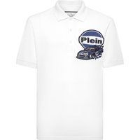 Baumwoll-Piqué Poloshirt mit Renn-Grafik