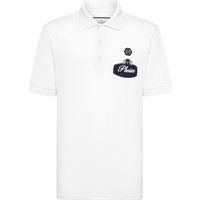 Baumwoll-Piqué Poloshirt mit Renn-Grafik