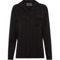 Seiden-Pyjamahemd mit Monogramm-Print