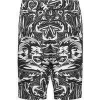 Schwarz-weiße Shorts mit Tribal-Print