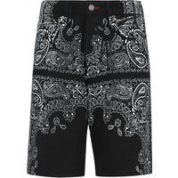 Schwarze Denimshorts mit Paisley-Print