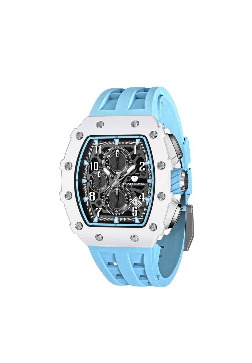 Moderne Chronographenuhr Weiß und Blau