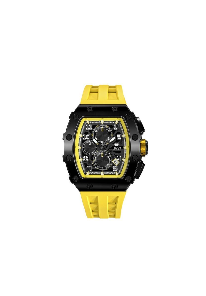 Chronograph Gelbes Gummiarmband Uhr