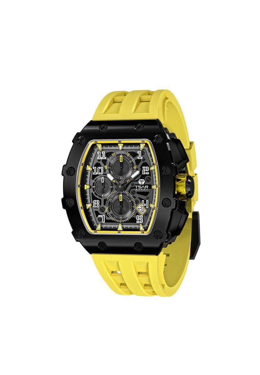 Chronograph Gelbes Gummiarmband Uhr