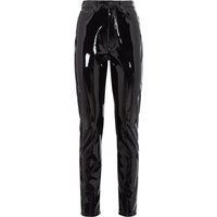 Hochtaillierte schwarze Lackleder-Jeggings