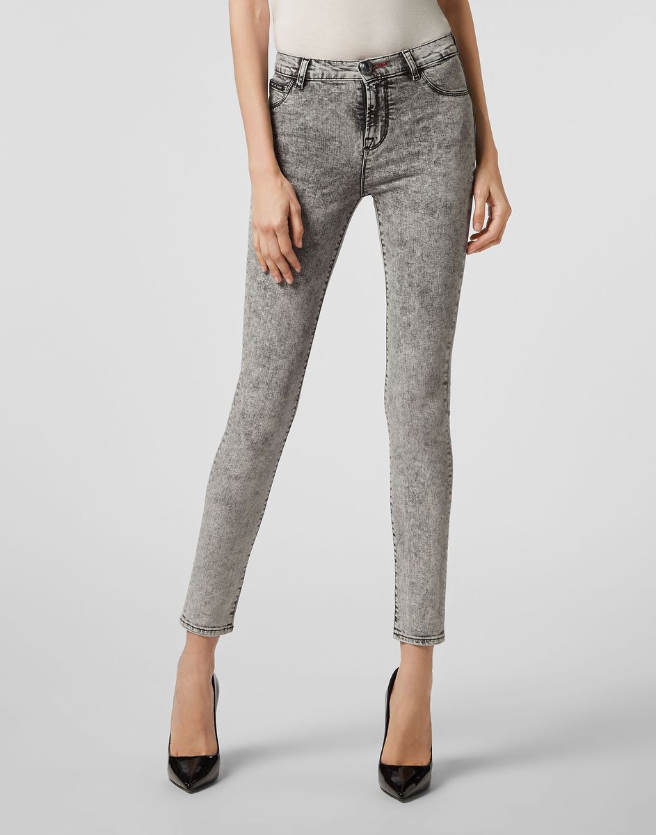 Acid-Wash Jeggings mit hohem Bund
