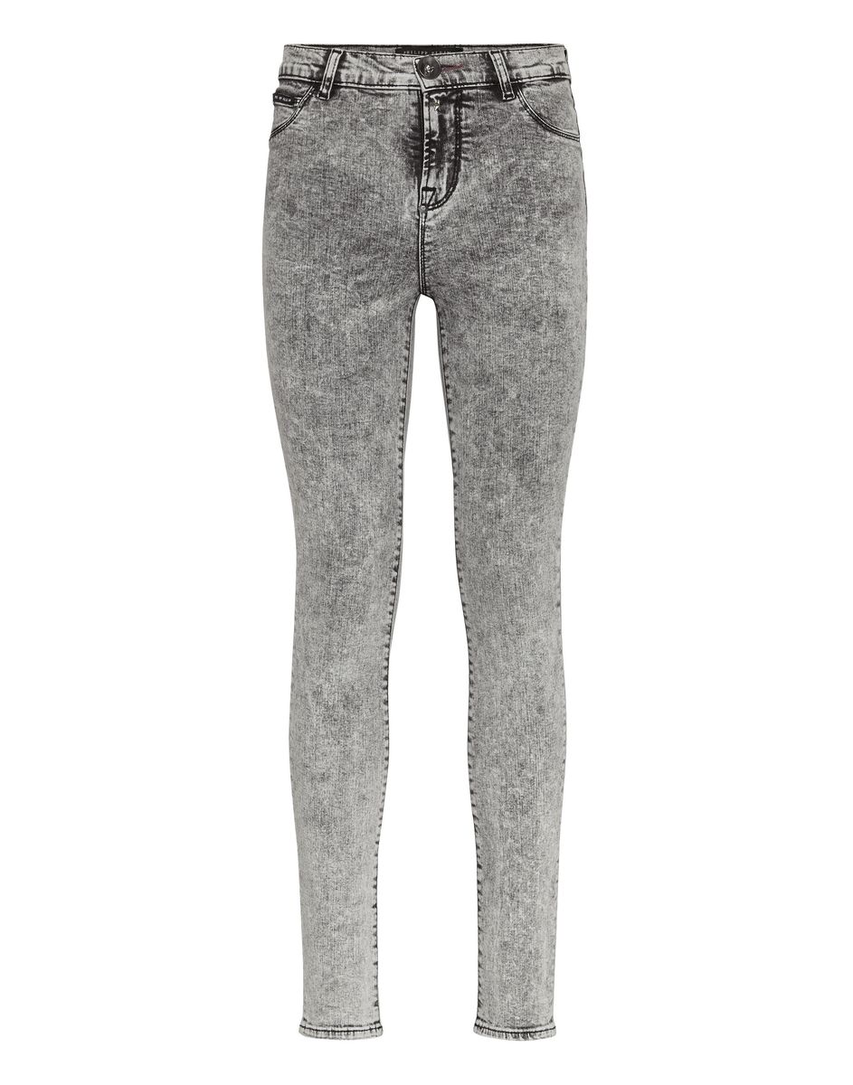 Acid-Wash Jeggings mit hohem Bund