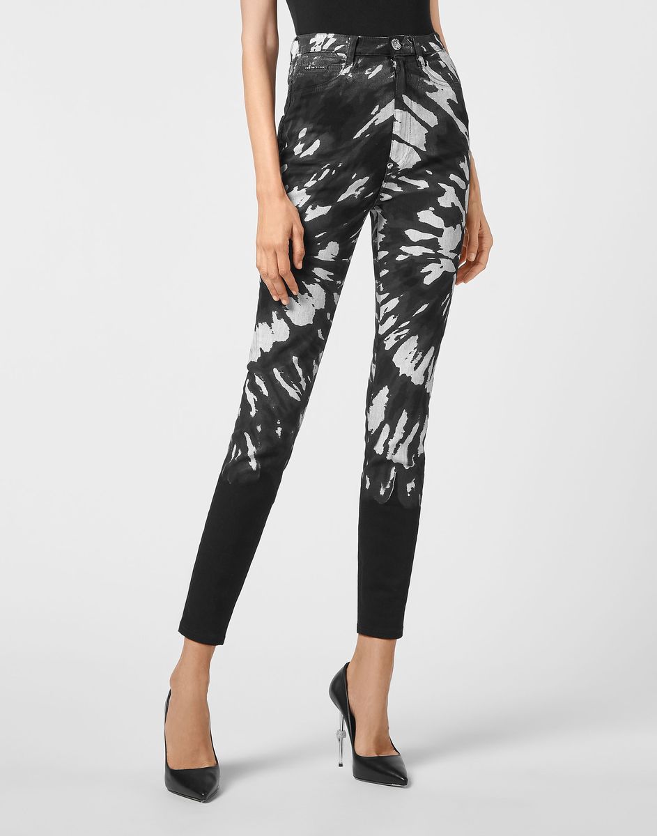 Jeggings mit Tie-Dye-Print und hohem Bund