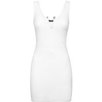 Geripptes Strick-Minikleid mit Verzierungen