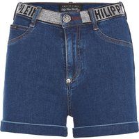 Stone Washed Denimshorts mit Logobund
