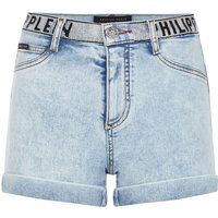 Stone Washed Denimshorts mit Logobund