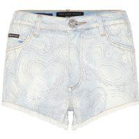 Jeansshorts mit Strass-Teddybär-Muster
